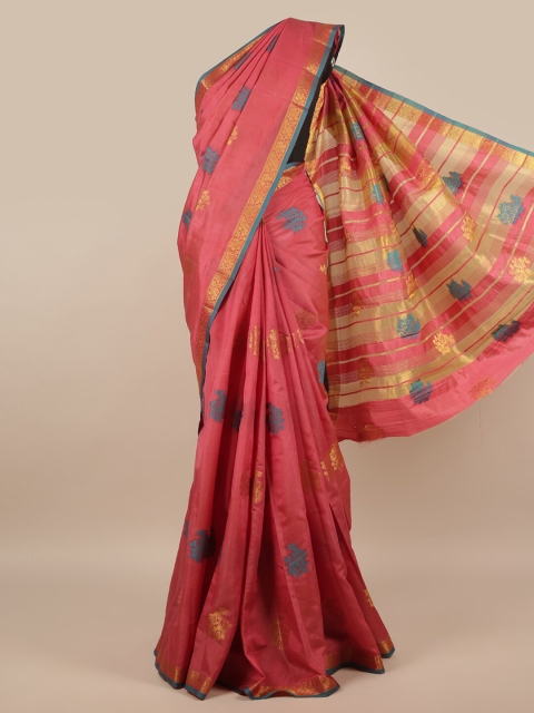 

Pothys Pink & Blue Woven Design Jute Silk Saree