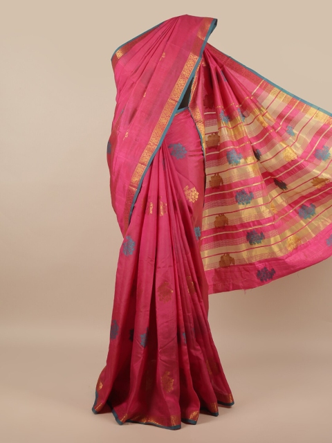 

Pothys Magenta & Blue Woven Design Zari Jute Silk Saree
