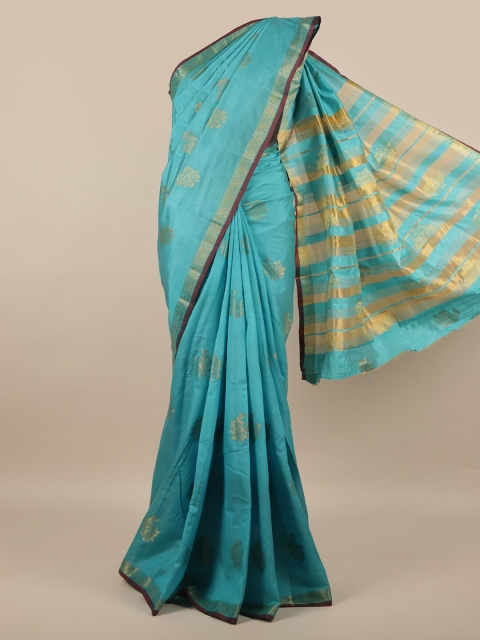 

Pothys Blue & Maroon Woven Design Jute Silk Saree