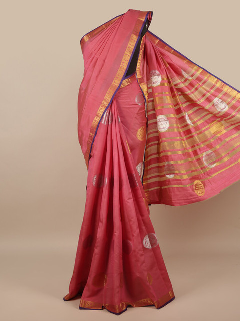 

Pothys Pink Woven Design Jute Silk Saree