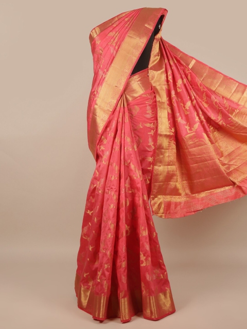 

Pothys Pink & Gold-Coloured Floral Zari Jute Silk Saree