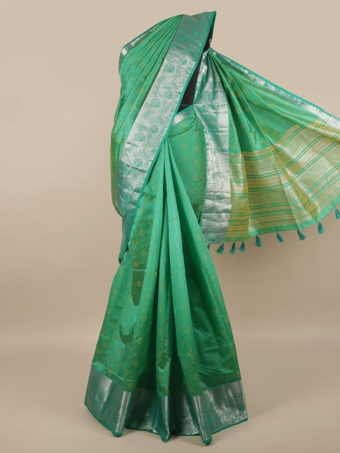 

Pothys Green Floral Jute Silk Saree