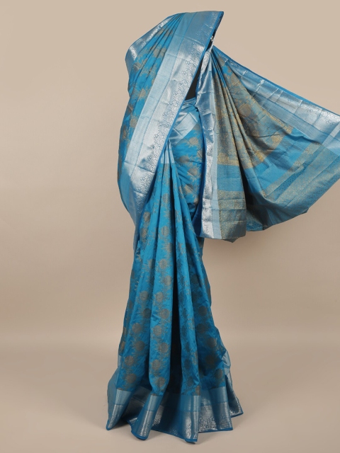 

Pothys Blue Floral Jute Silk Saree