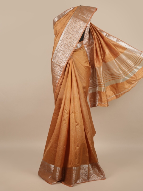 

Pothys Peach-Coloured & Silver-Toned Woven Design Zari Jute Silk Saree
