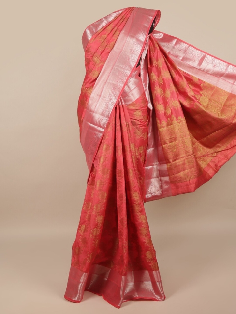 

Pothys Pink & Gold-Coloured Floral Zari Jute Silk Saree