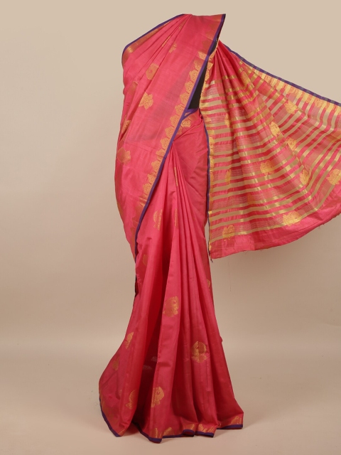 

Pothys Pink & Gold Ethnic Motifs Zari Jute Silk Saree
