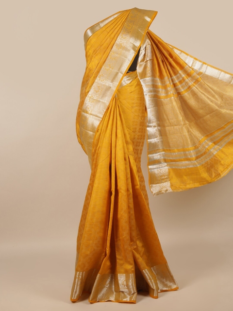

Pothys Mustard Woven Design Jute Silk Saree