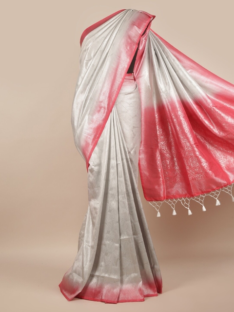 

Pothys Grey & Pink Floral Zari Jute Silk Saree