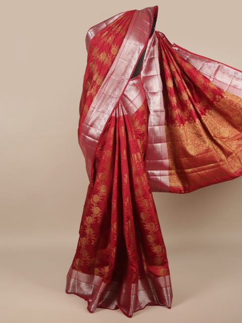 

Pothys Maroon & Grey Woven Design Jute Silk Saree