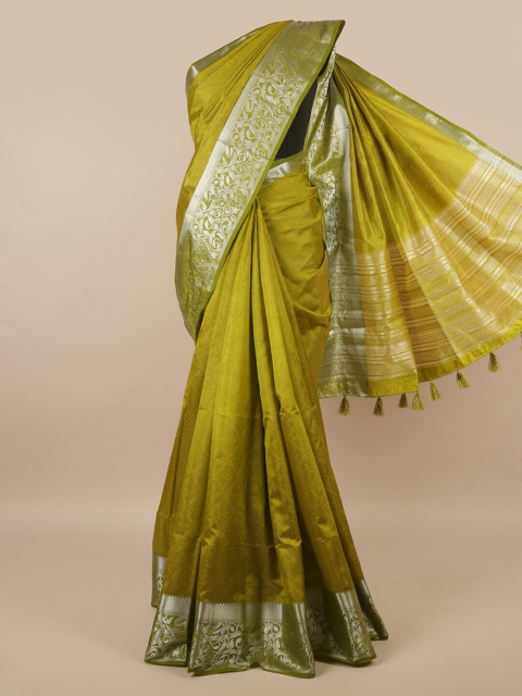 

Pothys Green & Silver-Toned Ethnic Motifs Zari Jute Silk Saree