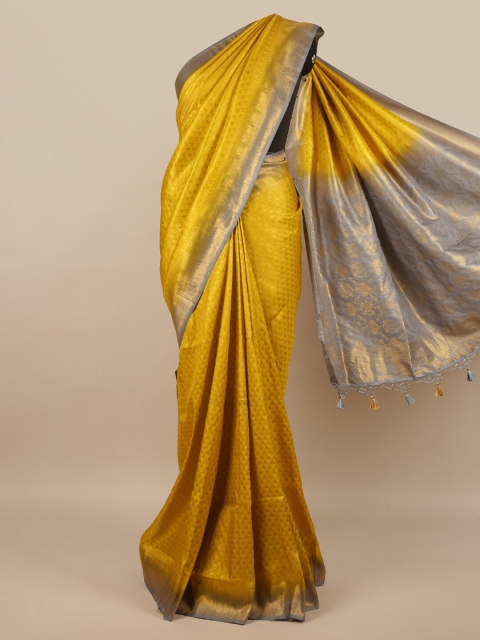 

Pothys Yellow & Grey Woven Design Zari Jute Silk Saree