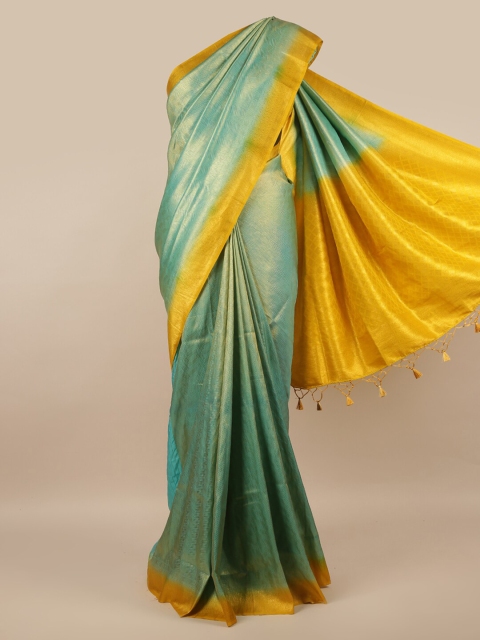 

Pothys Green & Gold-Toned Woven Design Zari Jute Silk Saree
