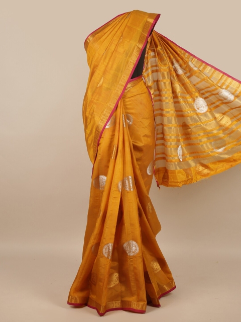 

Pothys Mustard Floral Jute Silk Saree