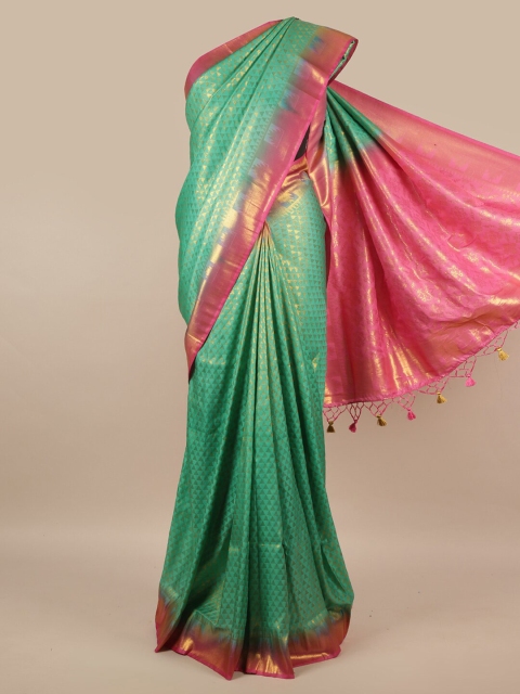 

Pothys Green & Magenta Zari Jute Silk Saree