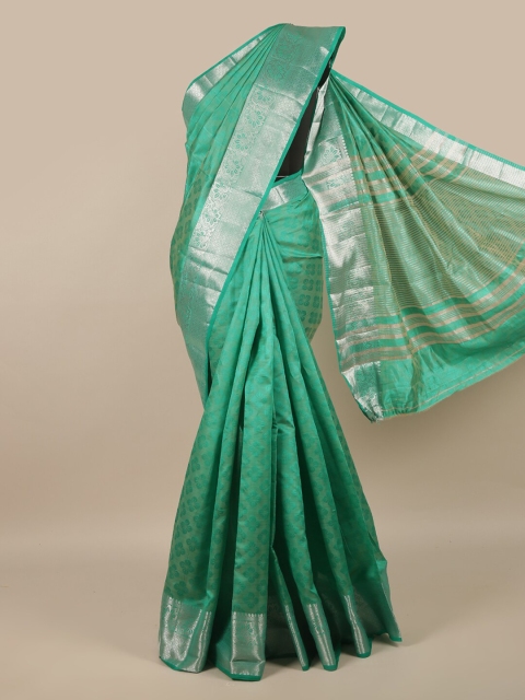 

Pothys Green & Silver Woven Design Zari Jute Silk Saree