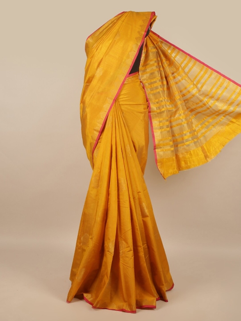 

Pothys Yellow & Gold-Coloured Ethnic Motifs Zari Jute Silk Saree