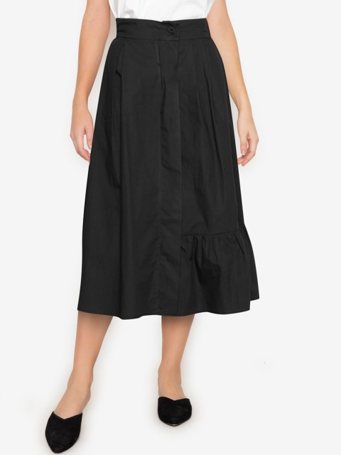 

Zalora Woman Black Assymetric Pleated Midi Skirt