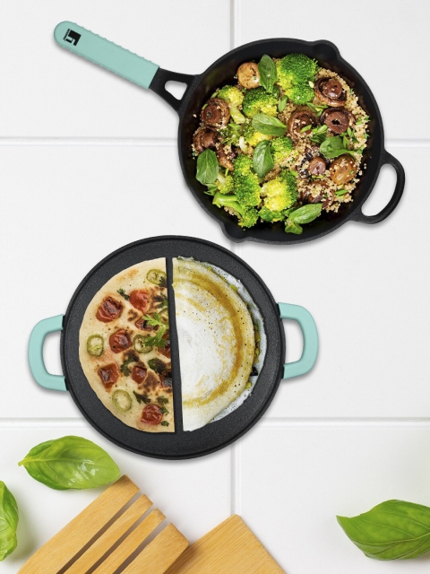 

BERGNER 2 Pcs Black & Sea-Green Solid Cookware Set