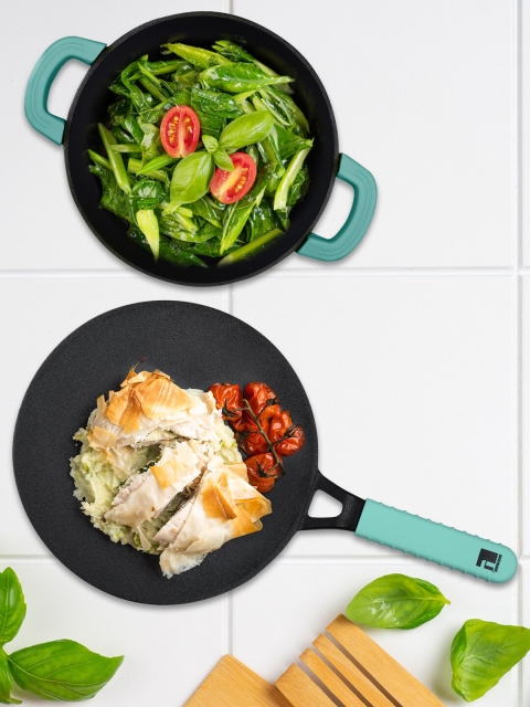 

BERGNER 3 Pcs Black & Sea-Green Solid Cookware Set
