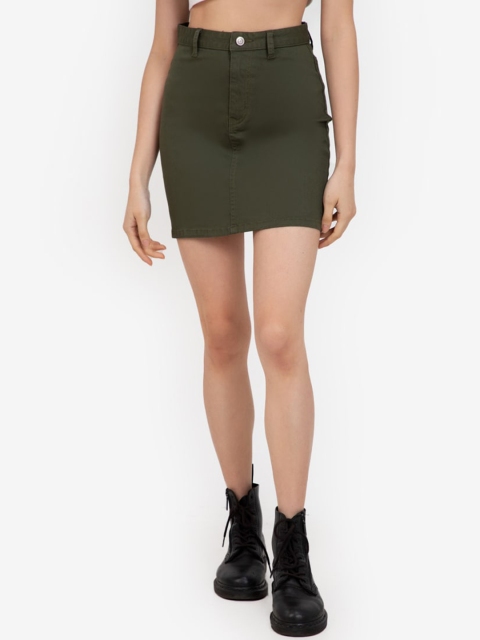 

ZALORA BASICS Green Denim Mini Skirt