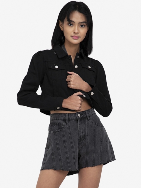 

ZALORA BASICS Women Black Geometric Checked Longline Tailored Jacket with Patchwork