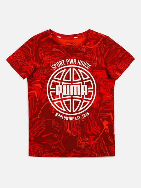 

Puma Boys Red & White Printed T-shirt