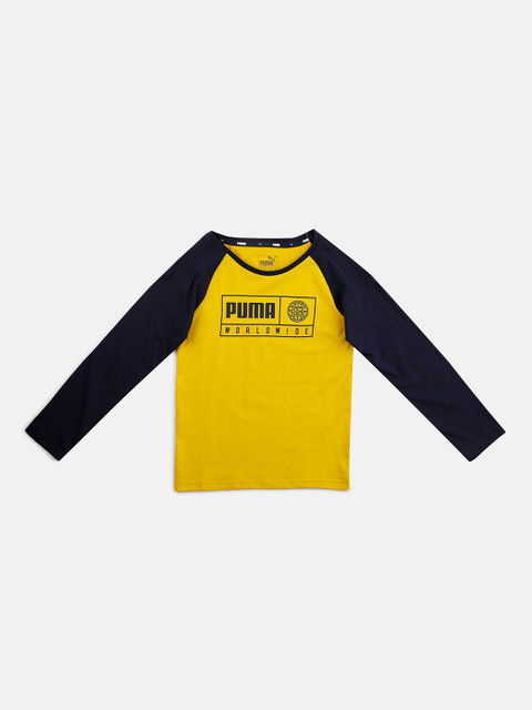 

Puma Boys Yellow & Black Printed T-shirt