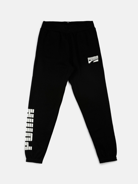 

Puma Boys Black Brand Logo Printed Rebel Sweatpants