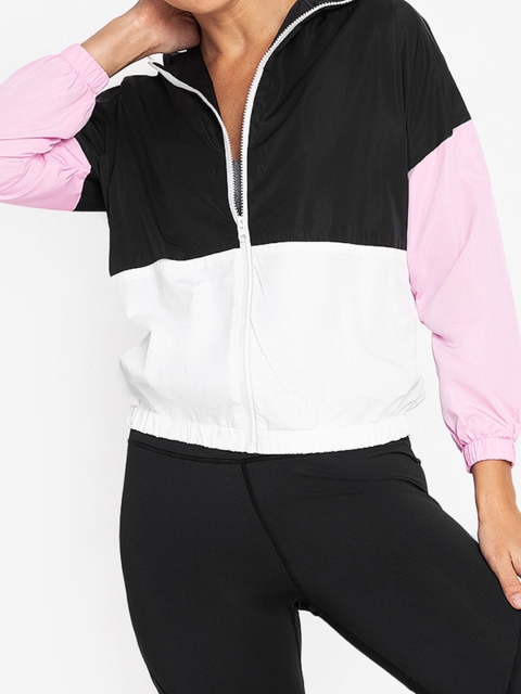 

ZALORA ACTIVE Women Multicoloured Colourblocked Crop Sporty Jacket, Multi
