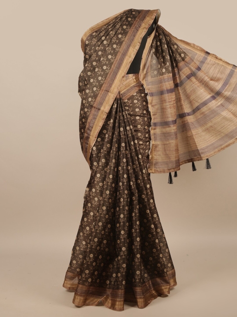 

Pothys Brown & Beige Floral Printed Zari Saree