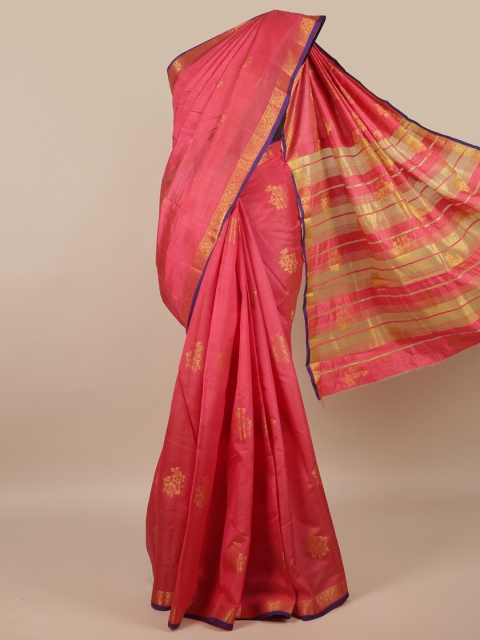 

Pothys Pink & Gold-Coloured Ethnic Motifs Zari Jute Silk Saree