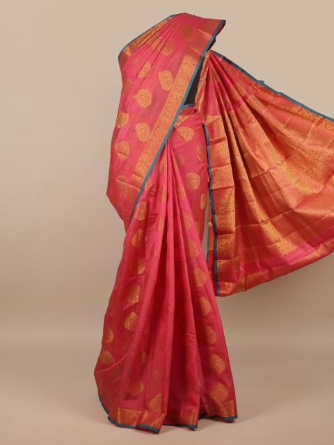

Pothys Magenta & Gold Ethnic Motifs Zari Jute Silk Saree