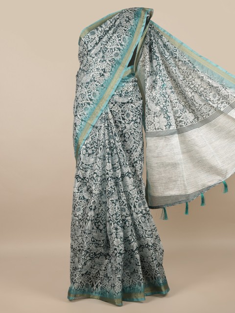 

Pothys Green & White Floral Saree