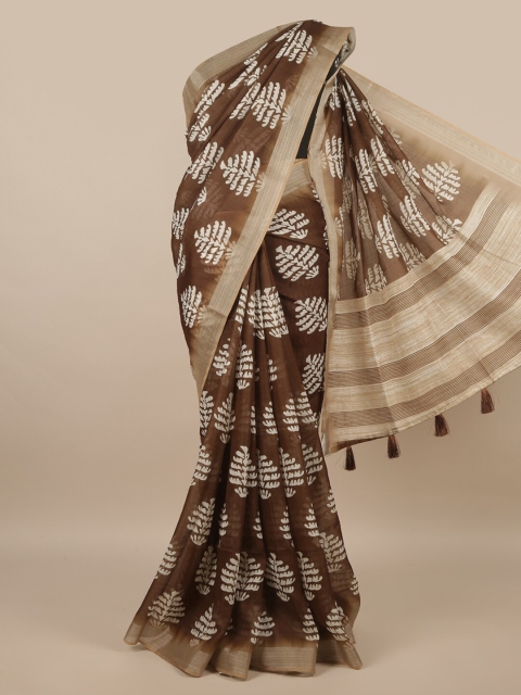 

Pothys Brown & White Woven Design Saree