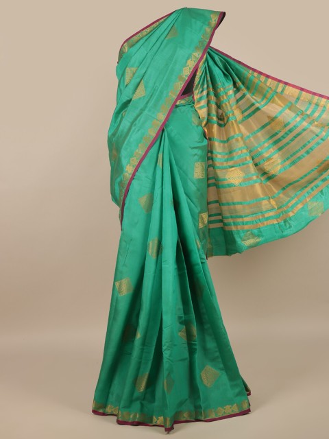 

Pothys Green & Gold Ethnic Motifs Jute Silk Saree