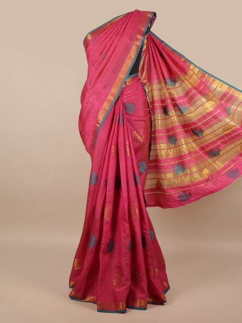

Pothys Pink & Blue Woven Design Jute Silk Saree