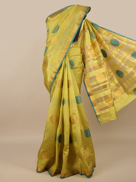

Pothys Green & Gold Ethnic Motifs Zari Jute Silk Saree