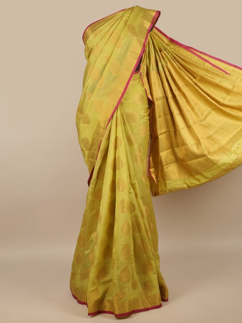 

Pothys Olive Green & Gold-Toned Ethnic Motifs Zari Jute Silk Saree