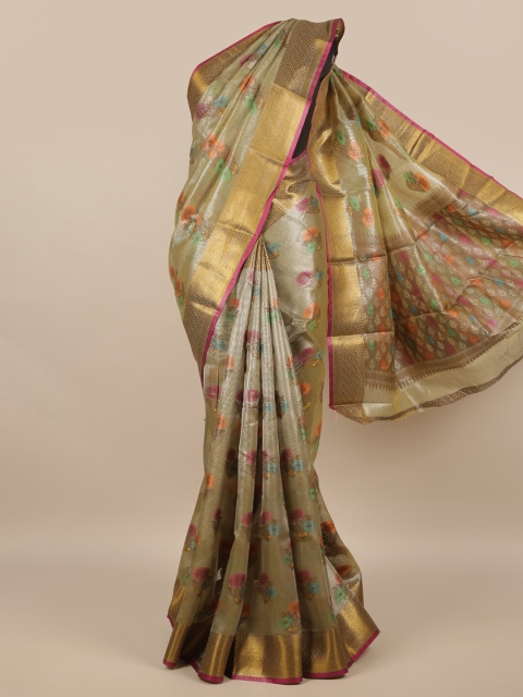 

Pothys Grey & Gold-Toned Woven Design Saree