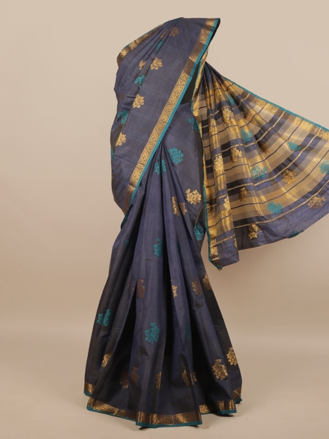 

Pothys Blue & Gold-Coloured Ethnic Motifs Zari Jute Silk Saree
