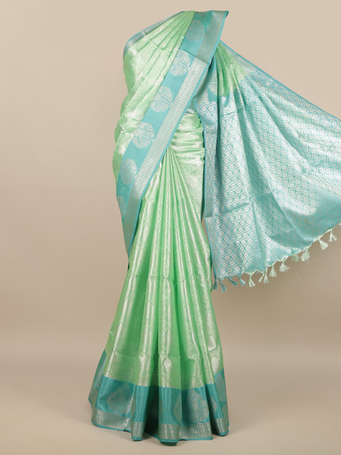 

Pothys Green & Blue Ethnic Motifs Zari Saree