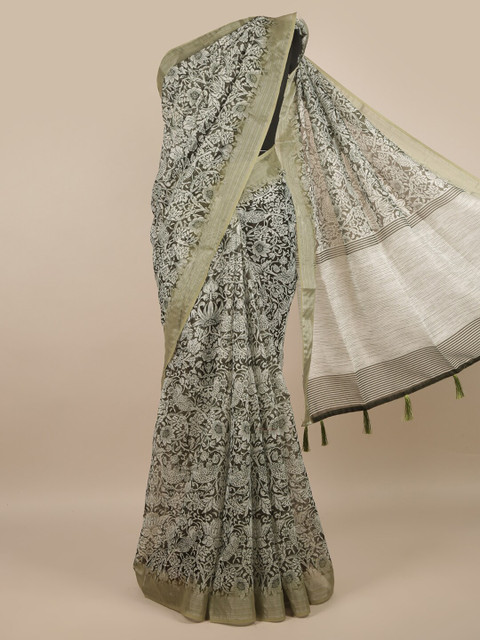 

Pothys Green & White Floral Printed Saree