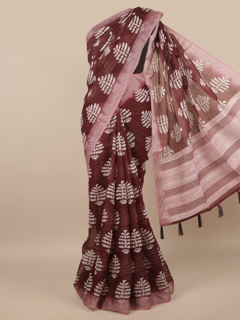 

Pothys Maroon & Pink Floral Printed Saree