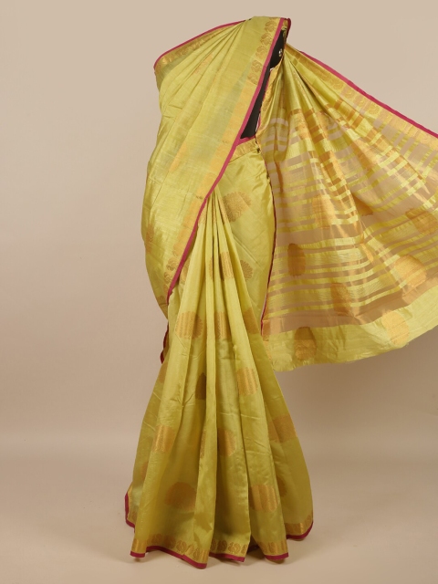 

Pothys Green & Gold-Coloured Ethnic Motifs Zari Jute Silk Saree