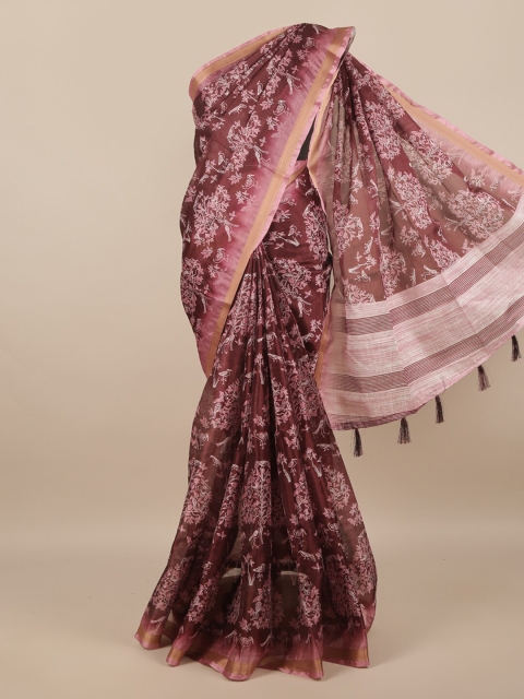 

Pothys Purple & Gold-Toned Floral Saree
