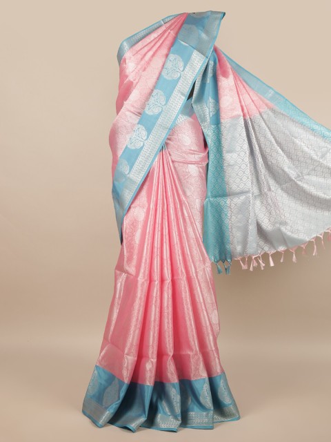

Pothys Pink & Blue Woven Design Cotton Blend Saree