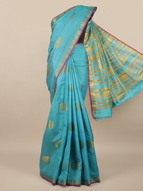 

Pothys Blue Woven Design Jute Silk Saree