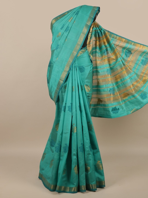 

Pothys Green & Gold-Toned Ethnic Motifs Jute Silk Saree