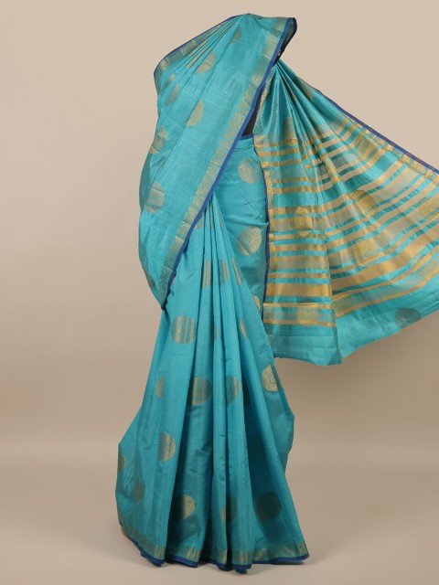 

Pothys Blue & Gold-Coloured Ethnic Motifs Zari Jute Silk Saree