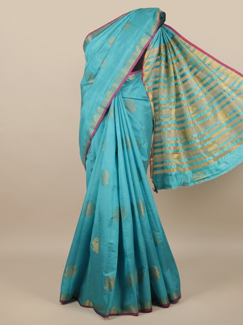 

Pothys Blue & Grey Woven Design Jute Silk Saree
